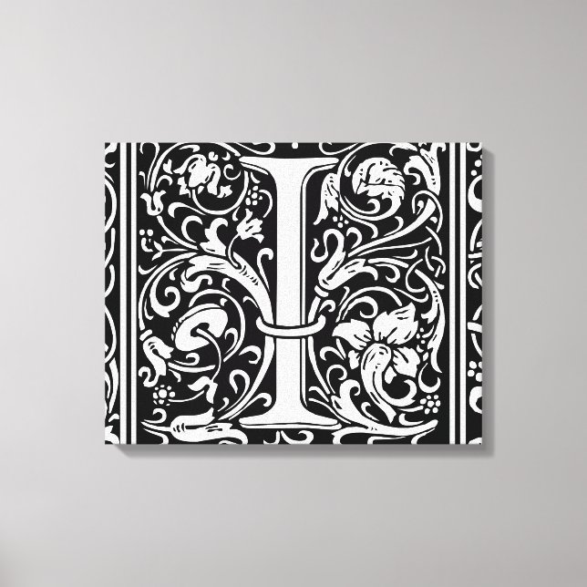 Letter I Medieval Monogram Art Nouveau Canvas Print (Front)