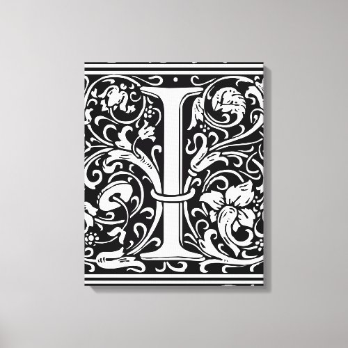 Letter I Medieval Monogram Art Nouveau Canvas Print