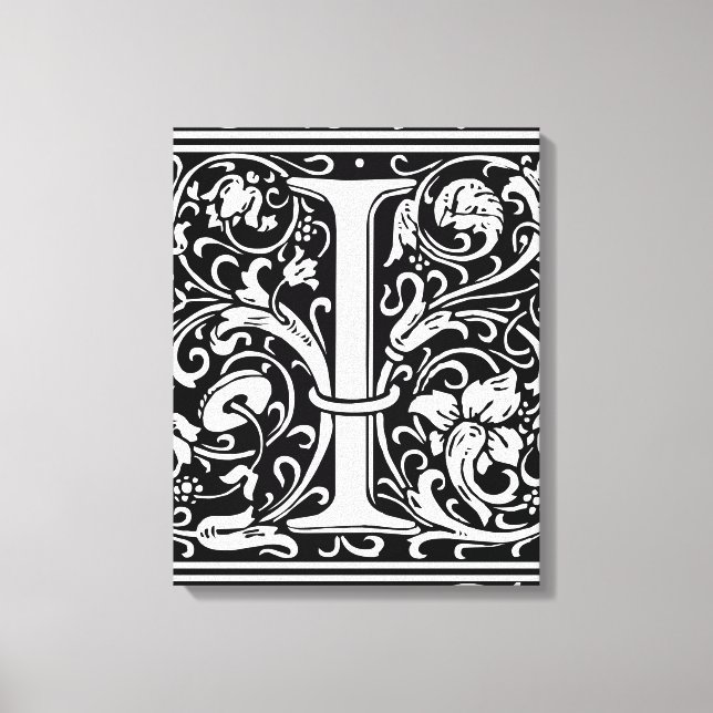 Letter I Medieval Monogram Art Nouveau Canvas Print (Front)