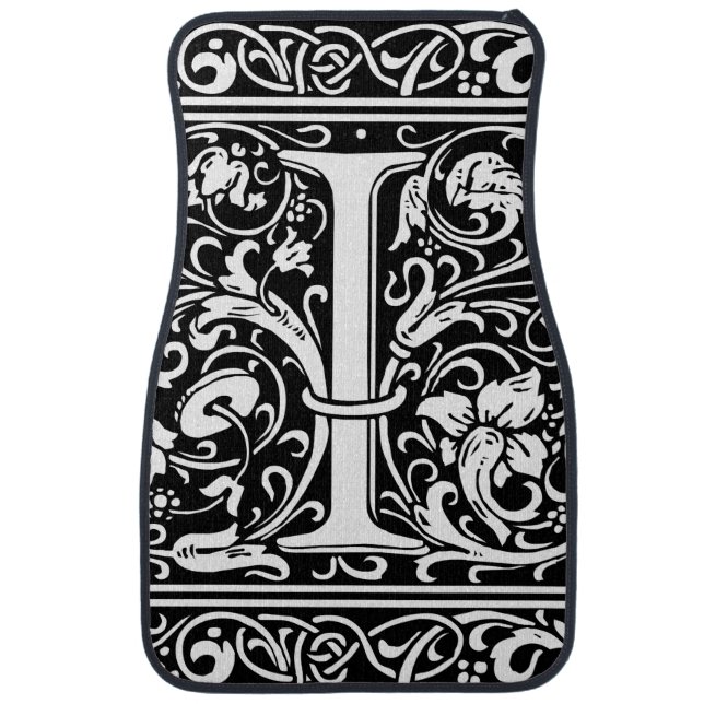 Letter I Medieval Monogram Art Nouveau Car Mat (Front)