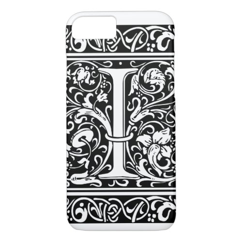 Letter I Medieval Monogram Art Nouveau iPhone 87 Case