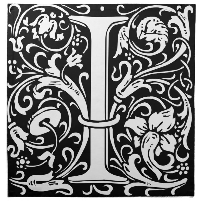 Letter I Medieval Monogram Art Nouveau Cloth Napkin (Front)