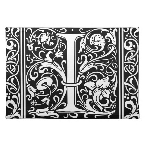 Letter I Medieval Monogram Art Nouveau Cloth Placemat