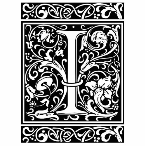 Letter I Medieval Monogram Art Nouveau Cutout