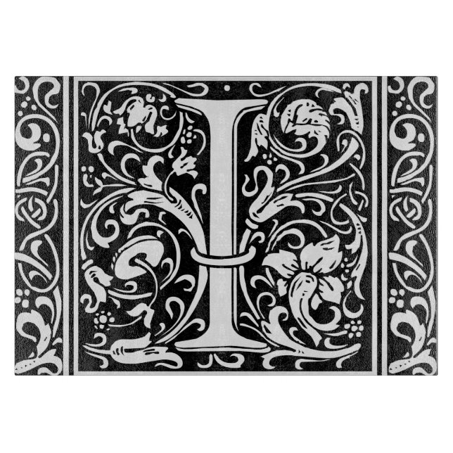 Letter I Medieval Monogram Art Nouveau Cutting Board (Front)