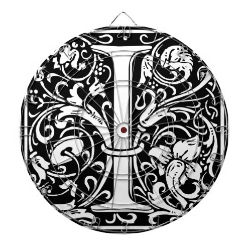 Letter I Medieval Monogram Art Nouveau Dart Board