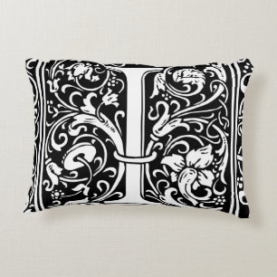 Letter I Medieval Monogram Art Nouveau Decorative Pillow