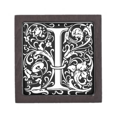 Letter I Medieval Monogram Art Nouveau Gift Box