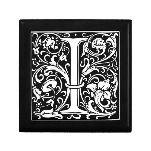 Letter I Medieval Monogram Art Nouveau Gift Box