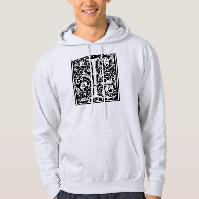Letter I Medieval Monogram Art Nouveau Hoodie (Front)