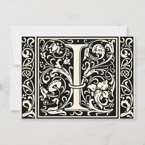 Letter I Medieval Monogram Art Nouveau Invitation