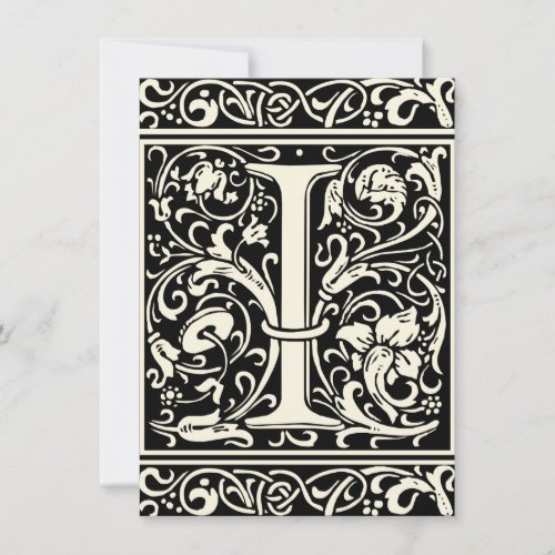 Letter I Medieval Monogram Art Nouveau Invitation