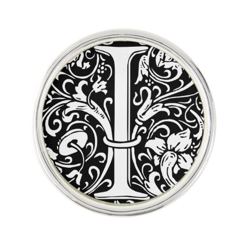 Letter I Medieval Monogram Art Nouveau Lapel Pin