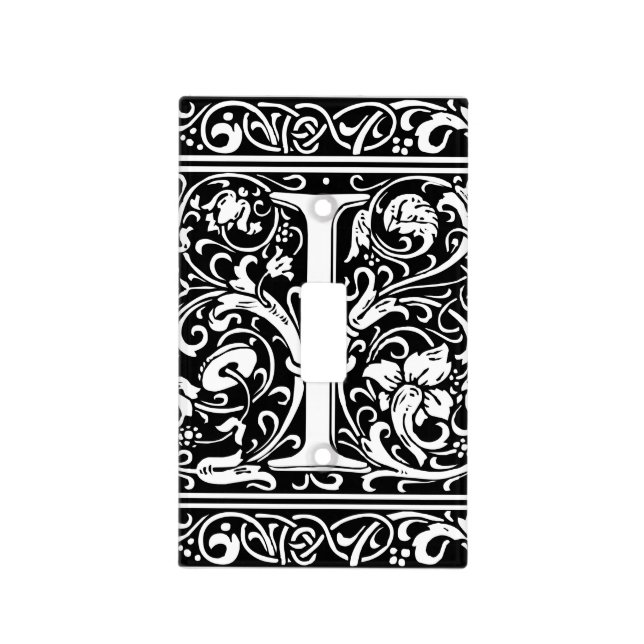 Letter I Medieval Monogram Art Nouveau Light Switch Cover (Front)