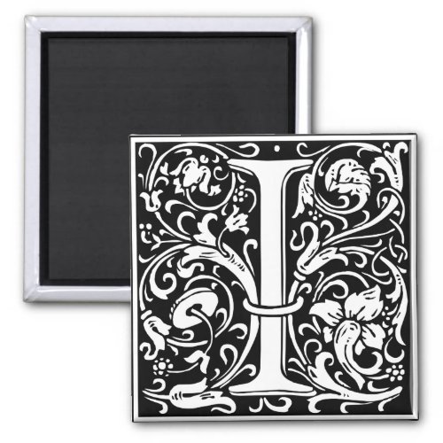 Letter I Medieval Monogram Art Nouveau Magnet