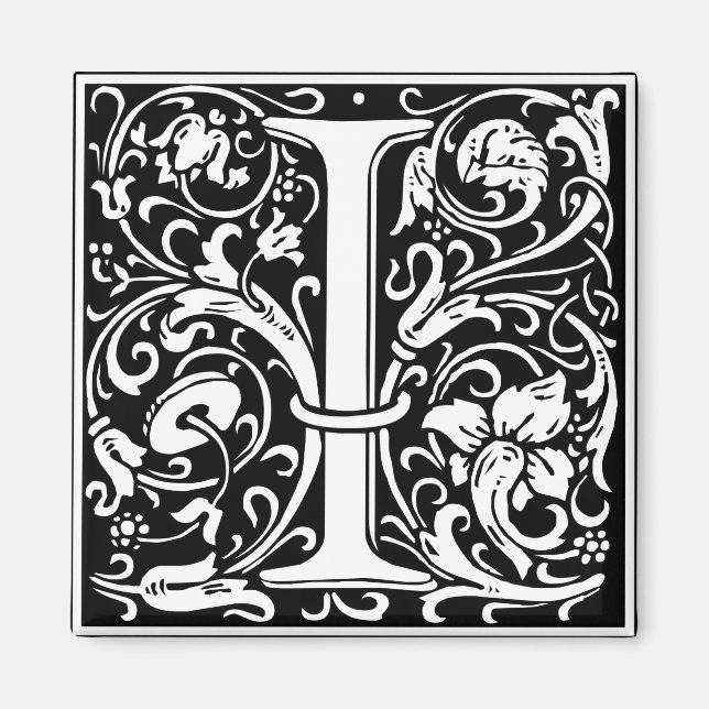 Letter I Medieval Monogram Art Nouveau Magnet (Front)