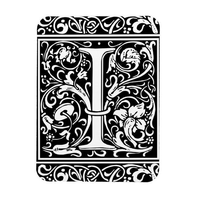 Letter I Medieval Monogram Art Nouveau Magnet (Vertical)