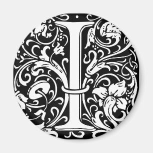 Letter I Medieval Monogram Art Nouveau Magnet