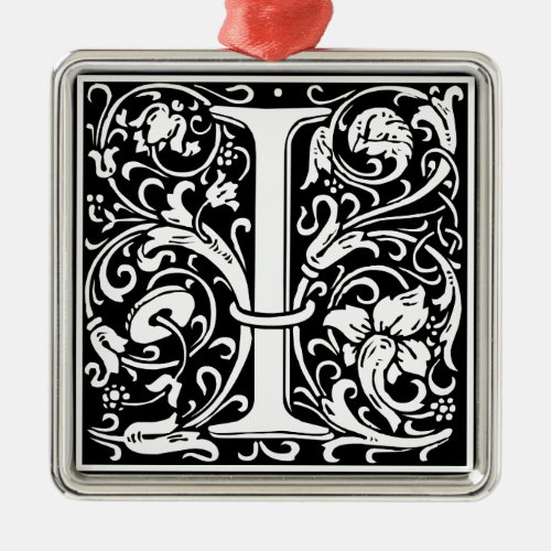 Letter I Medieval Monogram Art Nouveau Metal Ornament