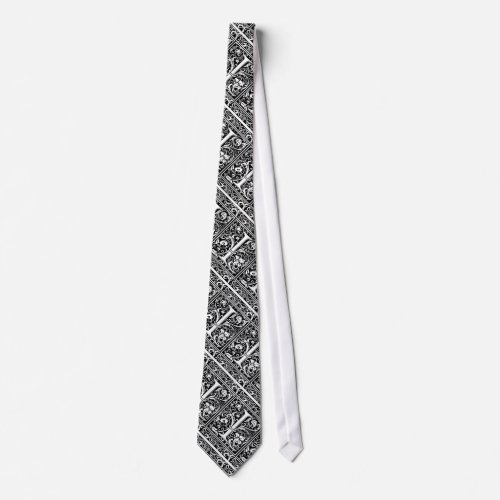 Letter I Medieval Monogram Art Nouveau Neck Tie