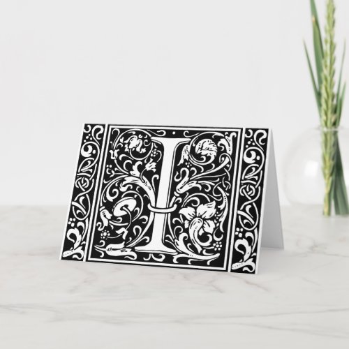 Letter I Medieval Monogram Art Nouveau Note Card