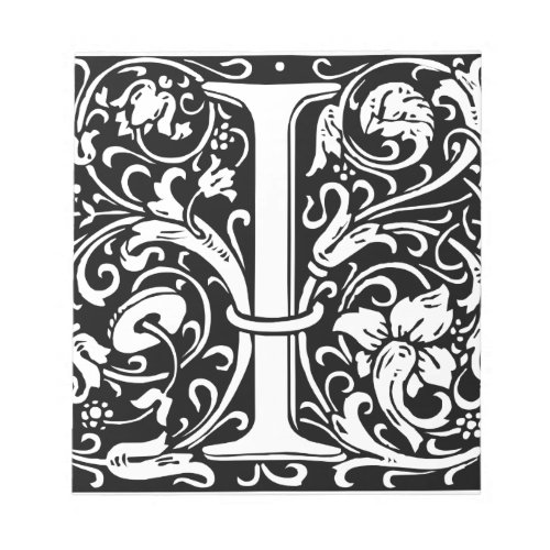 Letter I Medieval Monogram Art Nouveau Notepad