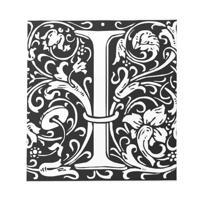 Letter I Medieval Monogram Art Nouveau Notepad (Front)