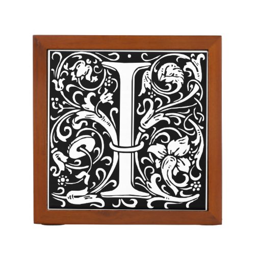 Letter I Medieval Monogram Art Nouveau Pencil Holder