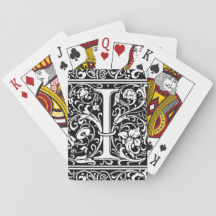 Letter I Medieval Monogram Art Nouveau Playing Cards