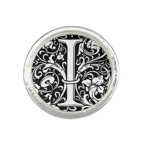 Letter I Medieval Monogram Art Nouveau Ring