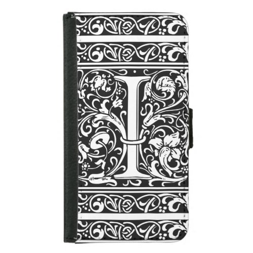 Letter I Medieval Monogram Art Nouveau Samsung Galaxy S5 Wallet Case