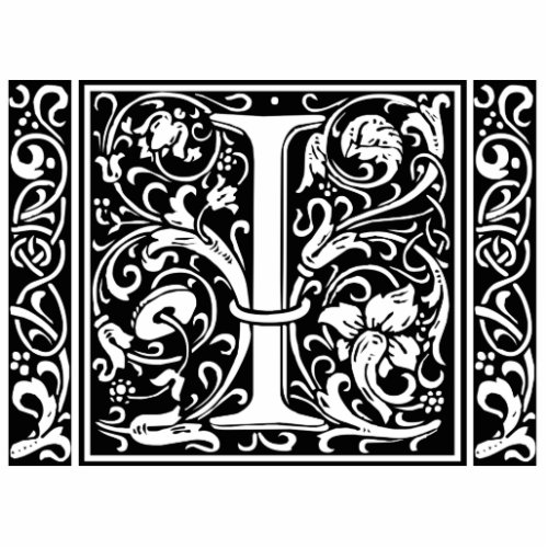 Letter I Medieval Monogram Art Nouveau Statuette