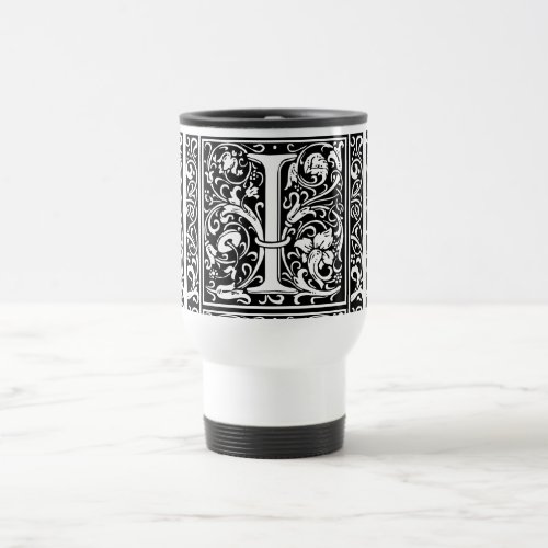 Letter I Medieval Monogram Art Nouveau Travel Mug