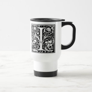 Letter I Medieval Monogram Art Nouveau Travel Mug