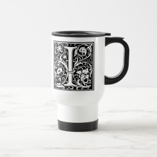 Letter I Medieval Monogram Art Nouveau Travel Mug