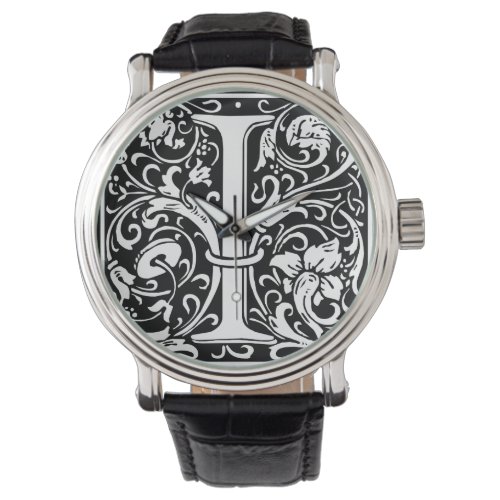 Letter I Medieval Monogram Art Nouveau Watch