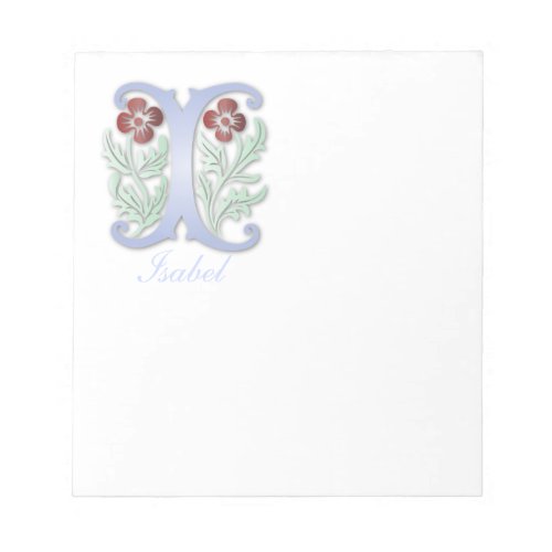 Letter I Monogram Fleur de lis Notepad