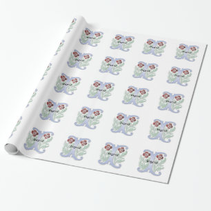 Letter I Monogram Fleur de lis Wrapping Paper