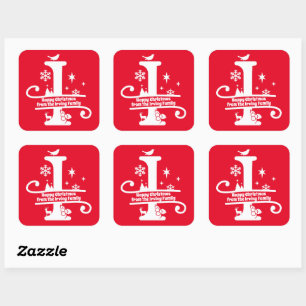 Letter I Monogram Initial Family Name Greeting   Square Sticker