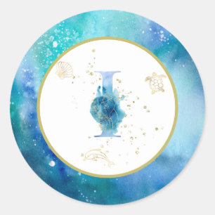 *~* LETTER I - Nautical Beach Envelope Sticker