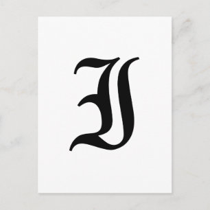 Letter I Old English Text on White Background Postcard