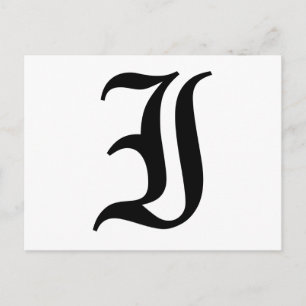 Letter I Old English Text on White Background Postcard