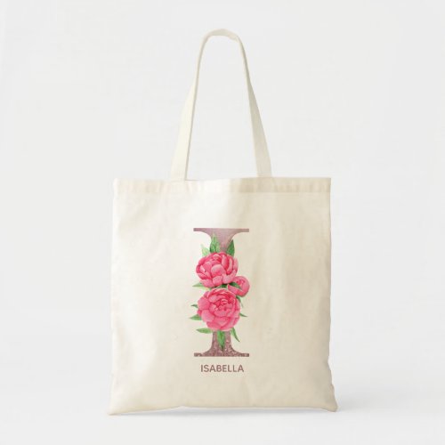 Letter I Personalized name monogram bridesmaid     Tote Bag