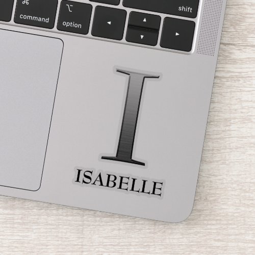Letter I Two_Tone Silver Gray and Name Sticker