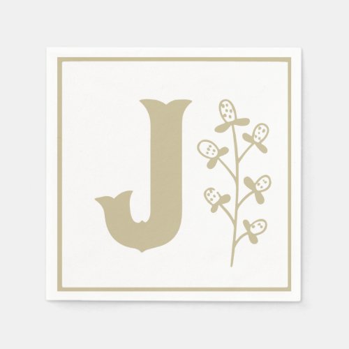 Letter J Alphabet Block Gender Neutral Baby Shower Napkins