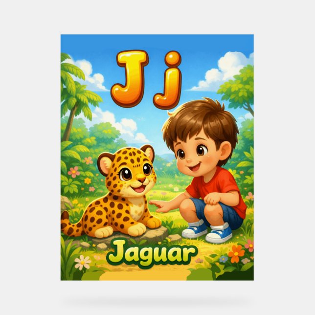 Letter J Alphabet Poster – J is for Jaguar (Front)