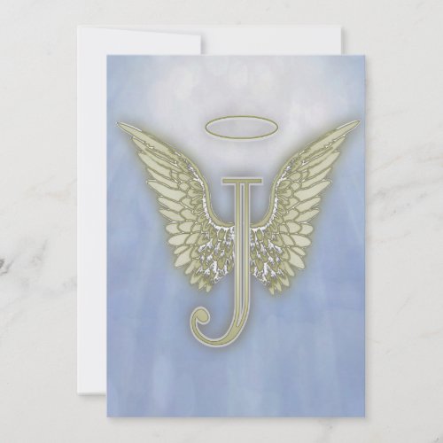 Letter J Angel Monogram Invitation