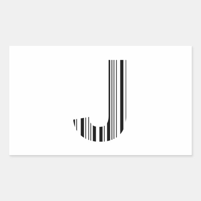LETTER J BAR CODE First Initial Barcode Pattern Rectangular Sticker (Front)