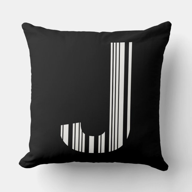 LETTER J BAR CODE First Initial Barcode Pattern Throw Pillow (Front)