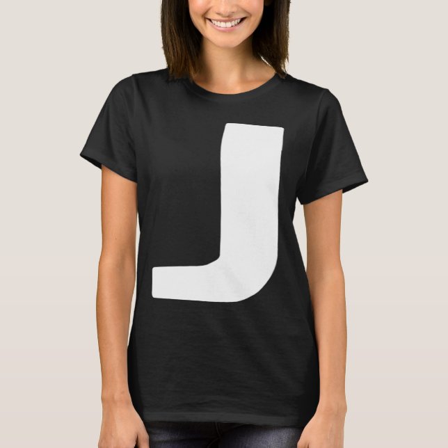 Letter J big and bold white T-Shirt (Front)